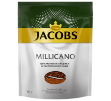 Кофе растворимый с добавлением молотого JACOBS Millicano натуральный сублимированный, 75г, Россия, 75 г