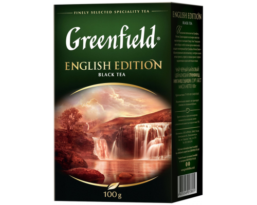 Чай черный GREENFIELD English Edition байховый Цейлонский, 100г, Россия, 100 г