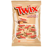 Конфеты TWIX Minis с печеньем и карамелью, покрытые молочным шоколадом, 184г, Россия, 184 г