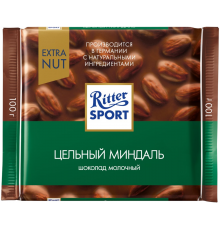 Шоколад молочный RITTER SPORT Цельный миндаль, 100г, Германия, 100 г