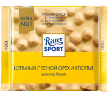 Шоколад белый RITTER SPORT Цельный лесной орех и хлопья, 100г, Германия, 100 г