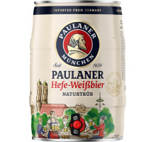 Пиво светлое PAULANER Hefe-Weissbier нефильтрованное пастеризованное, 5,5%, ж/б, 5л, Германия, 5 L