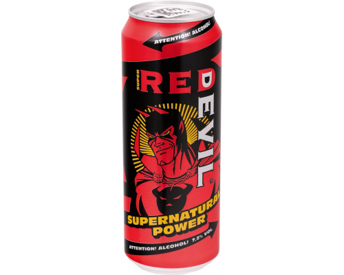 Напиток слабоалкогольный RED DEVIL Supernatural power, 7,2%, ж/б, 0.45л, Россия, 0.45 L