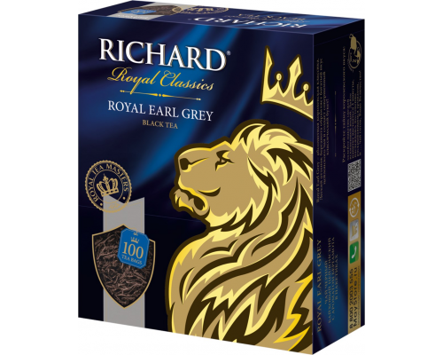 Чай черный RICHARD Royal Earl Grey Цейлонский с ароматом бергамота байховый, 100пак, Россия, 100 пак