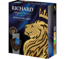 Чай черный RICHARD Royal Earl Grey Цейлонский с ароматом бергамота байховый, 100пак, Россия, 100 пак