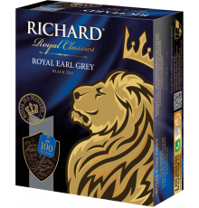 Чай черный RICHARD Royal Earl Grey Цейлонский с ароматом бергамота байховый, 100пак, Россия, 100 пак