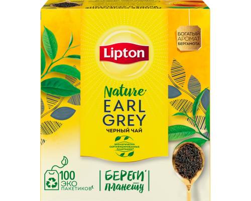 Чай черный LIPTON Earl Grey Tea байховый, 100пак, Россия, 100 пак