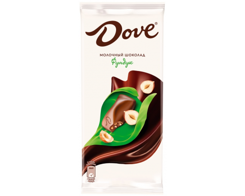 Шоколад DOVE Молочный с дробленым фундуком, 90г, Россия, 90 г