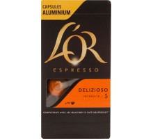 Кофе молотый в капсулах L’OR Espresso Delizioso натуральный жареный, 10шт, Франция, 10 кап