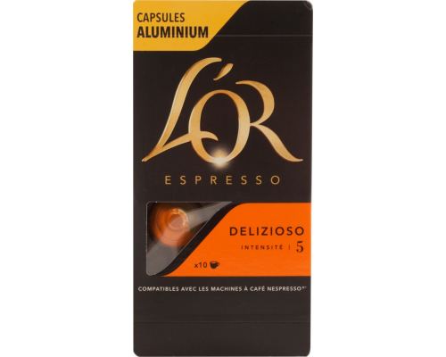 Кофе молотый в капсулах L’OR Espresso Delizioso натуральный жареный, 10шт, Франция, 10 кап