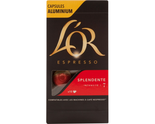 Кофе молотый в капсулах L’OR Espresso Splendente натуральный жареный, 10кап, Франция, 10 кап