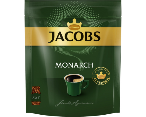 Кофе растворимый JACOBS Monarch натуральный сублимированный, 75г, Россия, 75 г