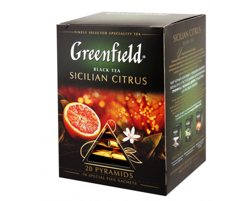 Чай черный GREENFIELD Sicilian Citrus с ароматом красного апельсина, 20пир, Россия, 20 пир