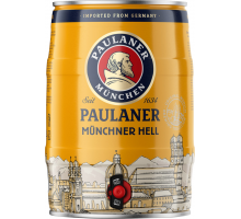 Пиво светлое PAULANER Munchner hell фильтрованное пастеризованное, 4,9%, ж/б, 5л, Германия, 5 L