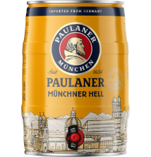 Пиво светлое PAULANER Munchner hell фильтрованное пастеризованное, 4,9%, ж/б, 5л, Германия, 5 L