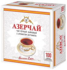 Чай черный AZERCAY с ароматом бергамота, 100пак, Россия, 100 пак