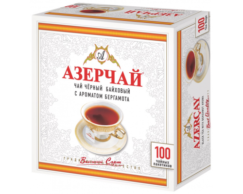 Чай черный AZERCAY с ароматом бергамота, 100пак, Россия, 100 пак