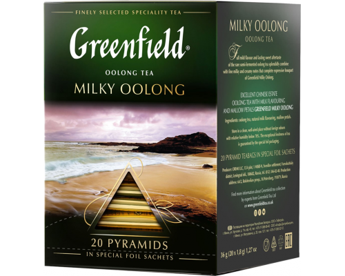 Чай зеленый GREENFIELD Milky Oolong Китайский с ароматом молока, 20пир, Россия, 20 пир