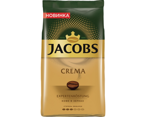 Кофе зерновой JACOBS Crema натуральный средняя обжарка, 1кг, Россия, 1000 г