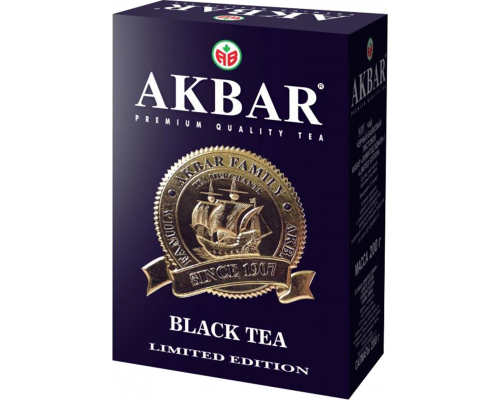 Чай черный AKBAR Limited Edition байховый, листовой, 200г, Россия, 200 г