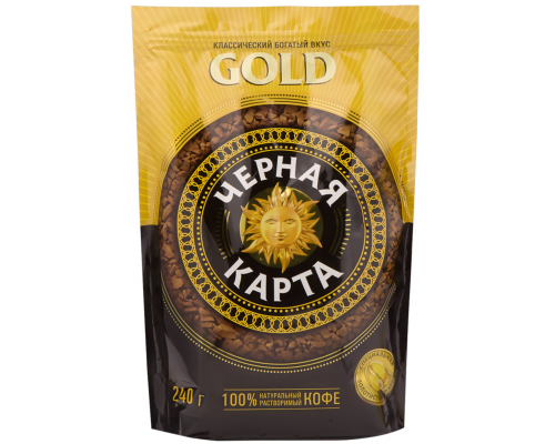 Кофе растворимый ЧЕРНАЯ КАРТА Gold, 240г, Россия, 240 г