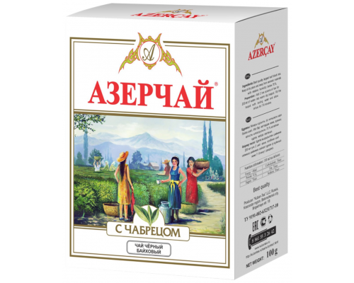 Чай черный AZERCAY байховый с чабрецом листовой, 100г, Россия, 100 г