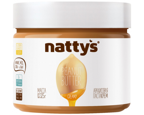 Паста арахисовая NATTYS Creamy с медом, 325г, Россия, 325 г