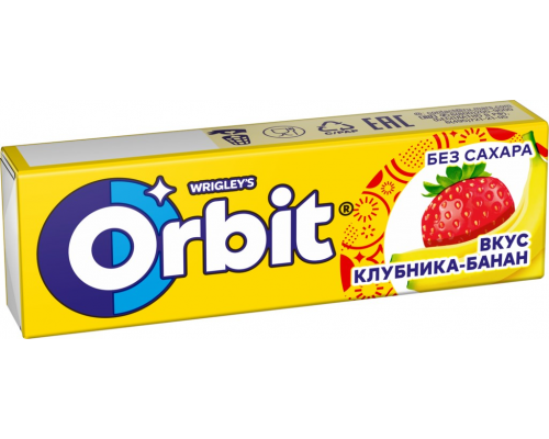 Жевательная резинка ORBIT Клубника-банан, 13,6г, Россия, 13,6 г