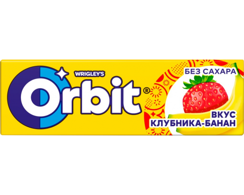 Жевательная резинка ORBIT Клубника-банан, 13,6г, Россия, 13,6 г