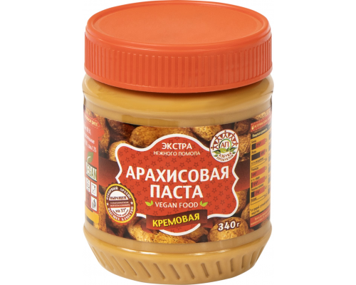 Паста арахисовая АЗБУКА ПРОДУКТОВ Экстра кремовая, 340г, Китай, 340 г