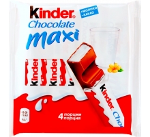 Шоколад KINDER Chocolate Maxi с молочной начинкой, 4х21г, Россия, 84 г