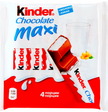 Шоколад KINDER Chocolate Maxi с молочной начинкой, 4х21г, Россия, 84 г