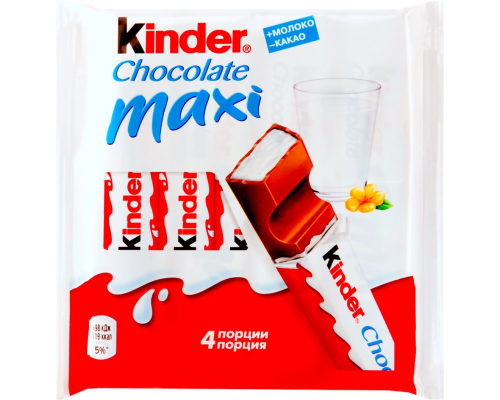 Шоколад KINDER Chocolate Maxi с молочной начинкой, 4х21г, Россия, 84 г