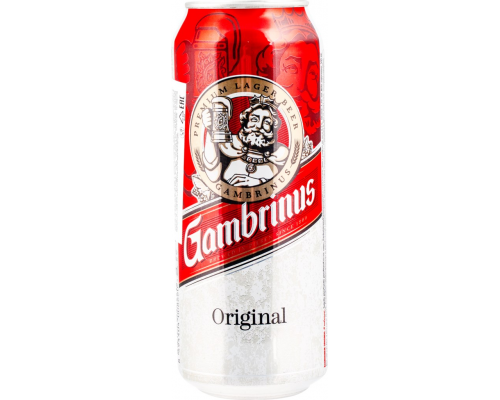 Пиво светлое GAMBRINUS Original фильтрованное пастеризованное, 4,3%, ж/б, 0.5л, Словакия, 0.5 L