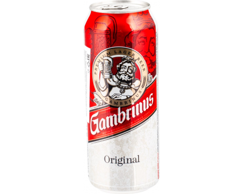 Пиво светлое GAMBRINUS Original фильтрованное пастеризованное, 4,3%, ж/б, 0.5л, Словакия, 0.5 L