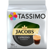 Кофе молотый в капсулах TASSIMO Jacobs Espresso Classico натуральный жареный, 16кап, Германия, 16 кап