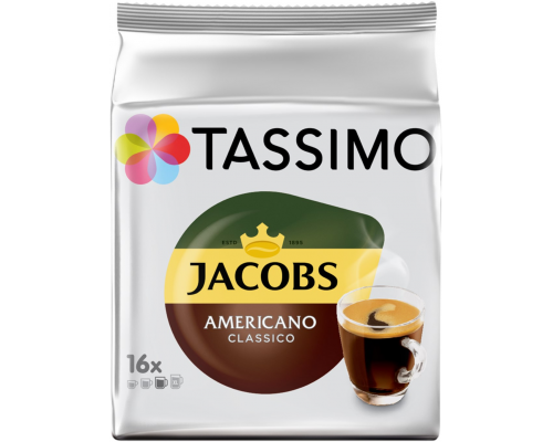 Кофе молотый в капсулах TASSIMO Jacobs Americano Classico натуральный жареный, 16кап, Германия, 16 кап