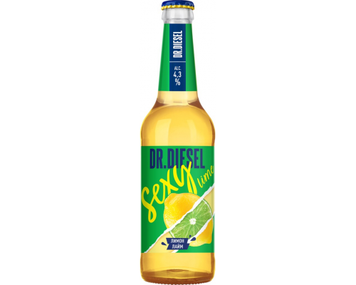 Напиток пивной светлый DOCTOR DIESEL Sexy lime пастеризованный, 4,3%, 0.45л, Россия, 0.45 L