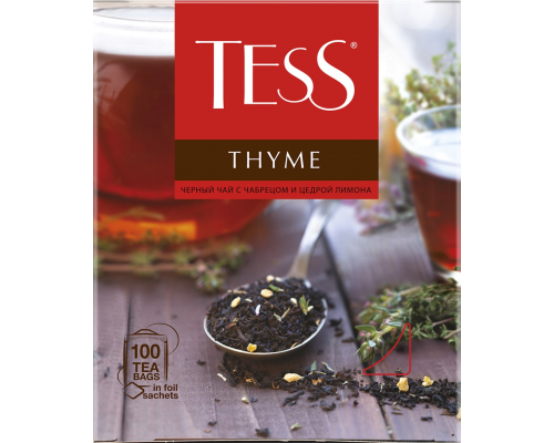 Чай черный TESS Thyme с чабрецом и цедрой лимона, 100пак, Россия, 100 пак