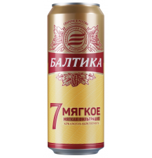 Пиво светлое БАЛТИКА №7 Мягкое фильтрованное, пастеризованное, 4,7%, ж/б, 0.45л, Россия, 0.45 L