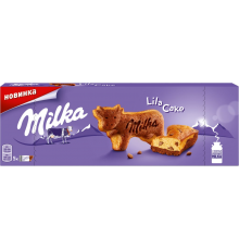 Пирожное бисквитное MILKA Lila Cake двухслойное, с кусочками молочного шоколада и бисквит с какао, 140г, Польша, 140 г