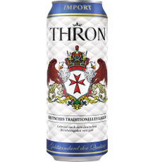 Пиво светлое THRON Lager фильтрованное пастеризованное, 5%, ж/б, 0.5л, Германия, 0.5 L