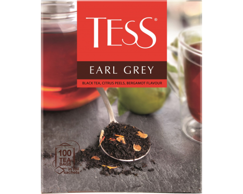 Чай черный TESS Earl Grey байховый, 100пак, Россия, 100 пак