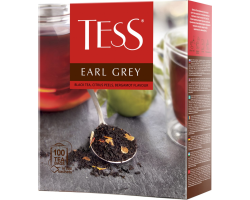 Чай черный TESS Earl Grey байховый, 100пак, Россия, 100 пак