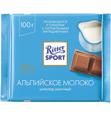 Шоколад молочный RITTER SPORT Альпийское молоко, 100г, Германия, 100 г