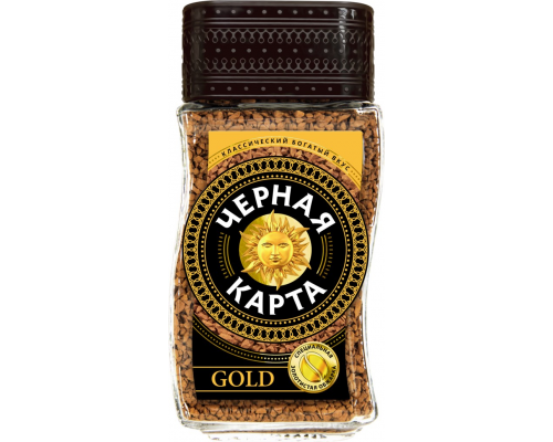 Кофе растворимый ЧЕРНАЯ КАРТА Gold, ст/б, 190г, Россия, 190 г