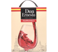 Вино DON ERNESTO Темпранильо красное сухое, 3л, Испания, 3 L