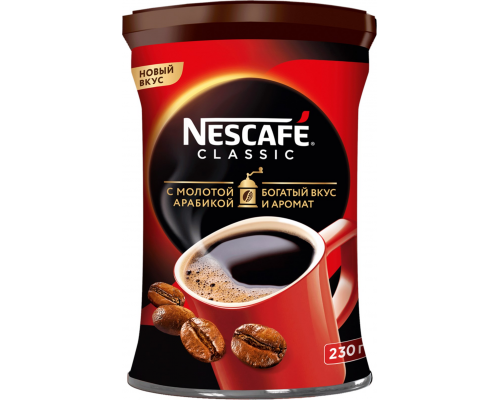 Кофе растворимый NESCAFE Classic ж/б, 230г, Россия, 230 г