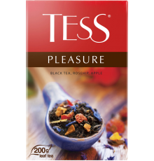 Чай черный TESS Pleasure с ароматом тропических фруктов и растительными компонентами байховый, листовой, 200г, Россия, 200 г