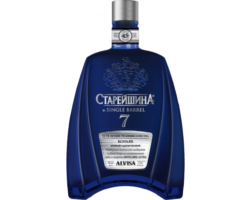 Коньяк СТАРЕЙШИНА in Single Barrel 7 лет КВ выдержанный 45%, 0.5л, Россия, 0.5 L